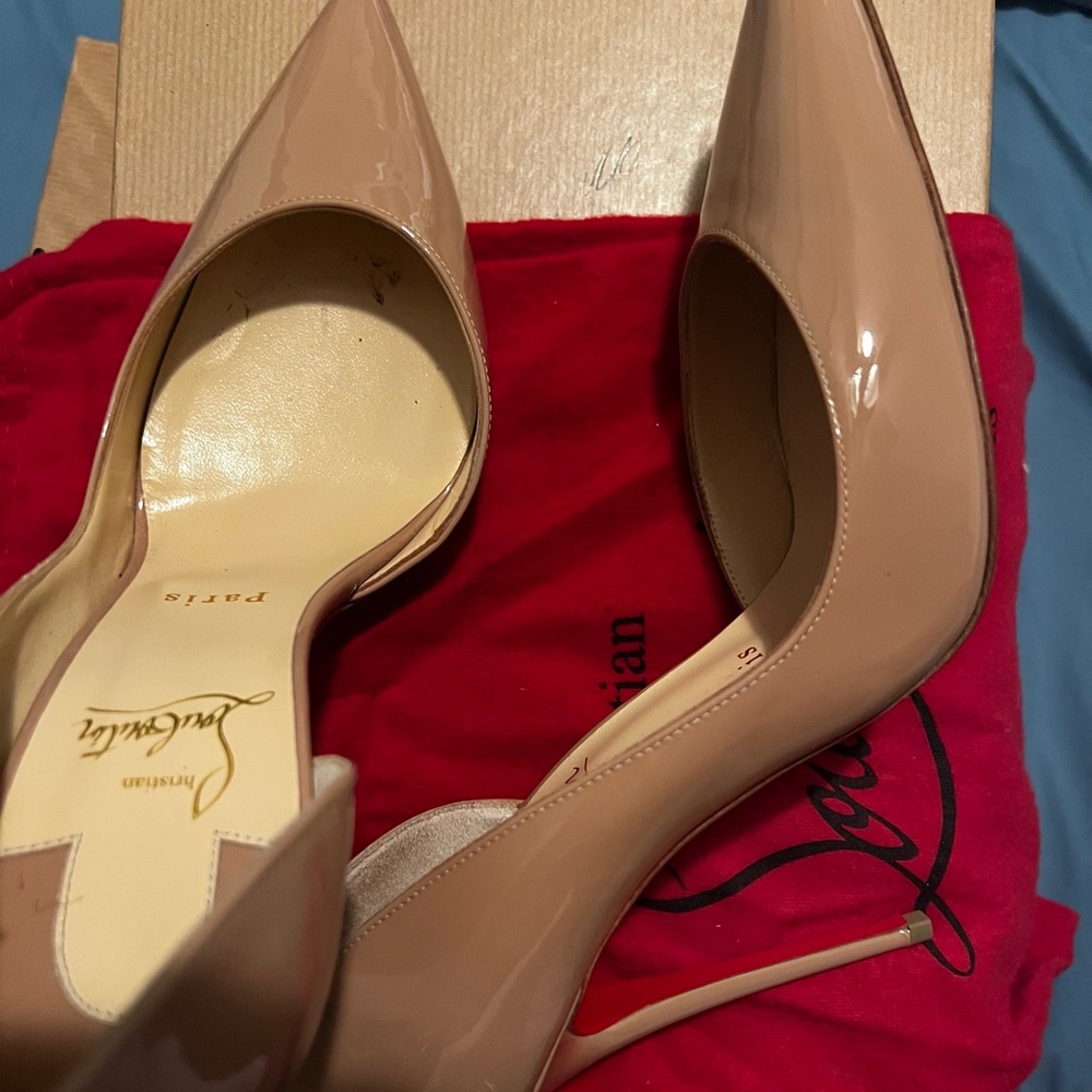 Christian Louboutin Iriza 100 Patent Nude Heels